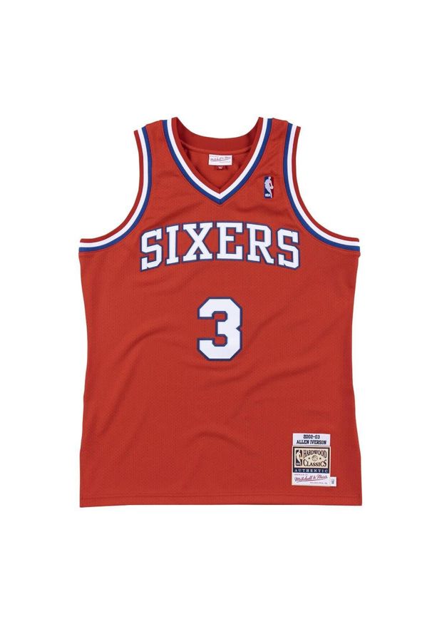 Mitchell & Ness - Autentyczna koszulka Philadelphia 76ers Allen Iverson 2002/03. Kolor: czerwony. Sport: koszykówka