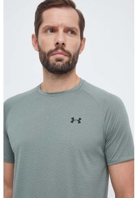 Under Armour t-shirt treningowy kolor zielony gładki. Kolor: zielony. Wzór: gładki #4