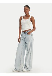 Guess Jeans Top W6GPZ2 KA0H1 Biały Slim Fit. Kolor: biały. Materiał: bawełna #3