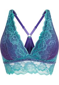 bonprix - Biustonosz bustier z delikatną koronką w cieniowanych kolorach. Kolor: fioletowy. Materiał: koronka. Wzór: koronka #1