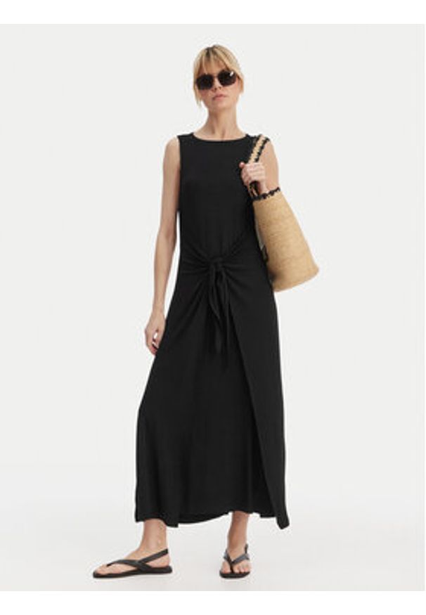 Emporio Armani Sukienka letnia EW003413 AF20240 UC001 Czarny Regular Fit. Kolor: czarny. Materiał: wiskoza. Sezon: lato