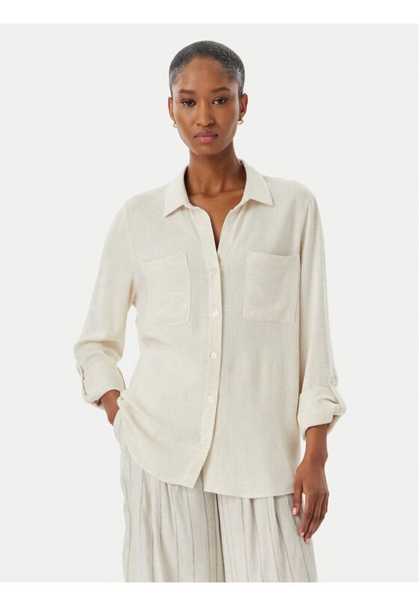 only - ONLY Koszula Asmin 15349102 Beżowy Regular Fit. Kolor: beżowy. Materiał: wiskoza