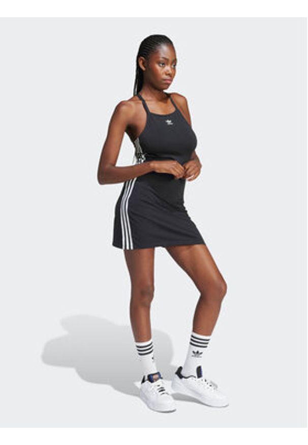 Adidas - adidas Sukienka letnia 3-Stripes IU2426 Czarny Slim Fit. Kolor: czarny. Materiał: bawełna. Sezon: lato
