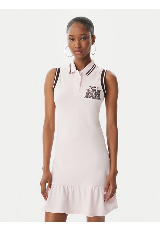 Juicy Couture Sukienka letnia Juicy Peplum JCGED126016 Różowy Regular Fit. Kolor: różowy. Materiał: bawełna. Sezon: lato