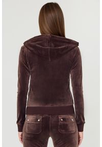 Juicy Couture - JUICY COUTURE Brązowa damska bluza Robertson, Rozmiar S. Kolor: brązowy. Materiał: materiał, poliester, welur. Wzór: haft #5