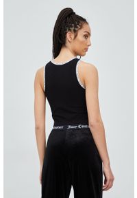 Juicy Couture top damski kolor czarny. Kolor: czarny. Długość rękawa: na ramiączkach. Wzór: nadruk #3