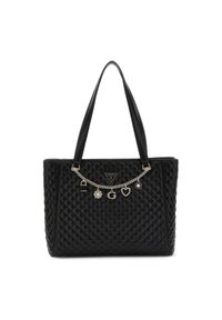 Guess - GUESS Czarna damska shopperka Everlee. Kolor: czarny. Dodatki: z breloczkiem. Materiał: skórzane #5