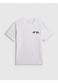 4f - 4F T-shirt regular gładki męski - biały M. Okazja: na co dzień. Kolor: biały. Materiał: materiał, dresówka, jeans. Wzór: gładki. Styl: klasyczny, casual #1