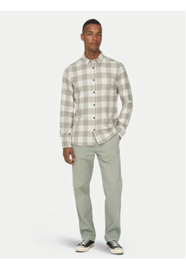 Only & Sons Koszula Gudmund 22007112 Beżowy Slim Fit. Kolor: beżowy. Materiał: bawełna