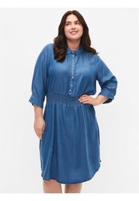 Zizzi Sukienka jeansowa V90120M Niebieski Regular Fit. Kolor: niebieski. Materiał: lyocell #1