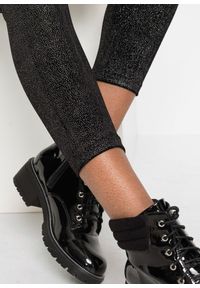 bonprix - Legginsy z połyskiem z aksamitu. Kolor: czarny. Materiał: materiał #2