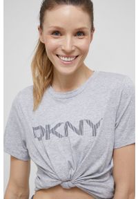 DKNY - Dkny T-shirt DP1T6749 damski kolor szary. Kolor: szary. Wzór: nadruk #4
