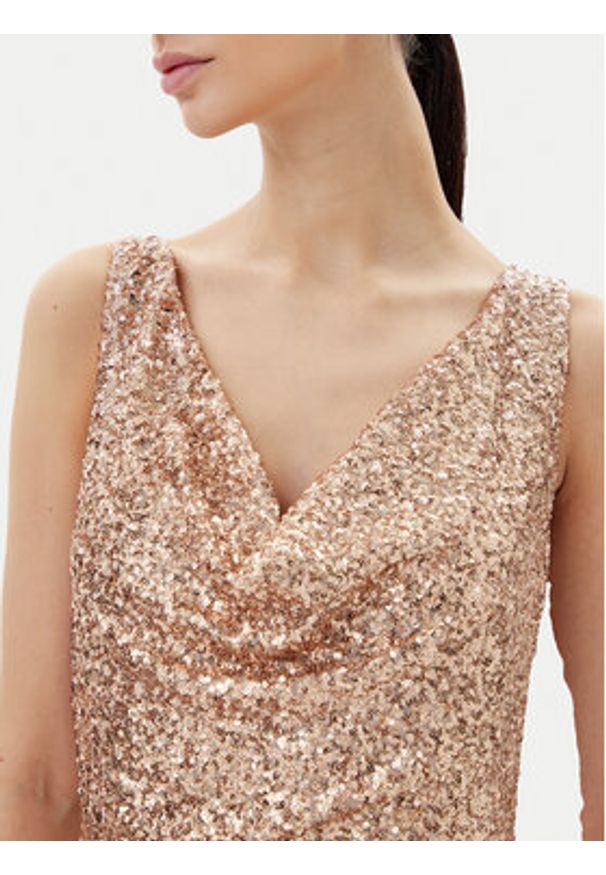 Rinascimento Sukienka koktajlowa CFC0123778003 Złoty Regular Fit. Kolor: złoty. Materiał: syntetyk. Styl: wizytowy