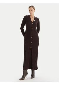 TwinSet - TWINSET Sukienka dzianinowa 252TT3400 Brązowy Slim Fit. Kolor: brązowy. Materiał: syntetyk