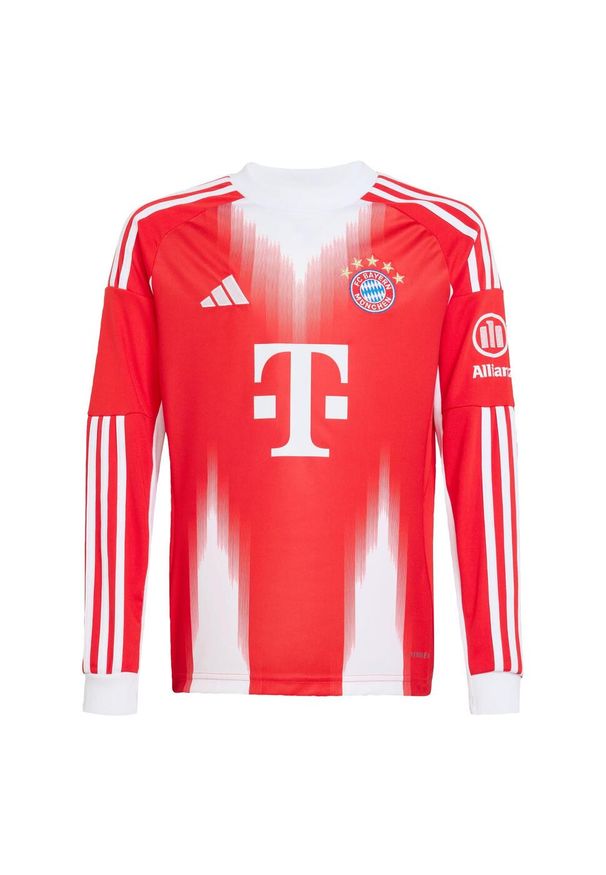Adidas - Dziecięca koszulka podstawowa z długimi rękawami FC Bayern 25/26. Kolor: czerwony. Długość rękawa: długi rękaw. Długość: długie. Sport: piłka nożna
