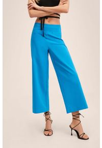 mango - Mango spodnie Farrito damskie fason culottes high waist. Stan: podwyższony. Kolor: niebieski. Materiał: włókno