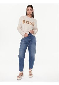 BOSS - Boss Bluza Ecaisa_Logo 50484443 Beżowy Oversize. Kolor: beżowy. Materiał: bawełna #5