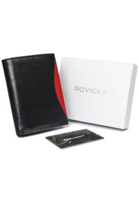 ROVICKY - Portfel czarny z czerwonym elementem Rovicky 1541-03-BOR-1287 BLA. Kolor: czerwony, czarny, wielokolorowy. Materiał: skóra