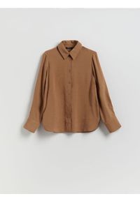 Reserved - Koszula z modalem - brązowy. Kolor: brązowy. Materiał: tkanina