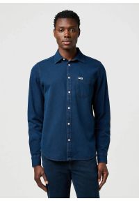 Wrangler - MESKA KOSZULA JEANSOWA WRANGLER 1 PKT SHIRT BLUE OXIDE 112371548. Materiał: jeans #1