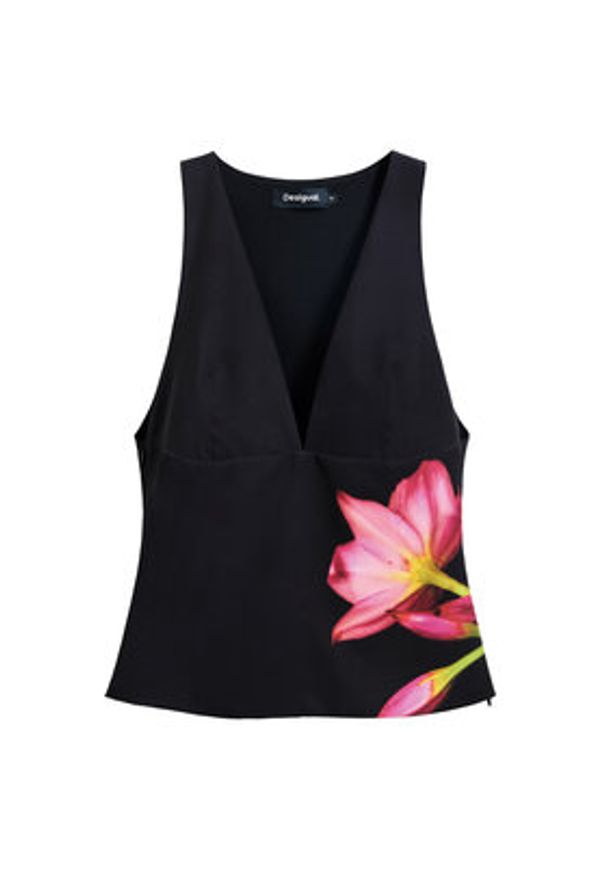 Desigual Bluzka 25SWBW09 Czarny Regular Fit. Kolor: czarny. Materiał: syntetyk