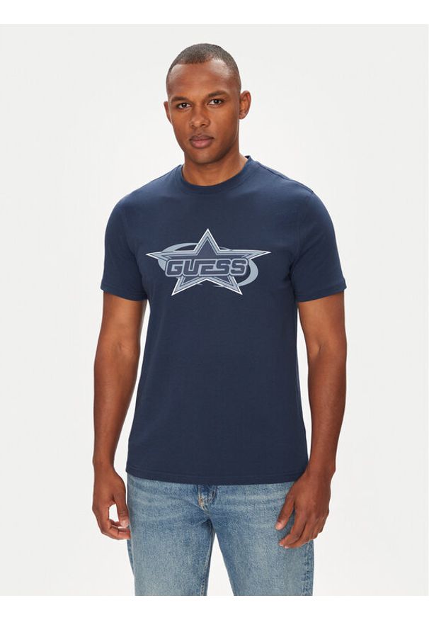 Guess T-Shirt Z5YI02 I3Z14 Granatowy Regular Fit. Kolor: niebieski. Materiał: bawełna
