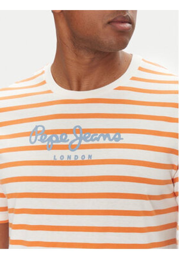 Pepe Jeans T-Shirt PM509407 Biały Regular Fit. Kolor: biały. Materiał: bawełna