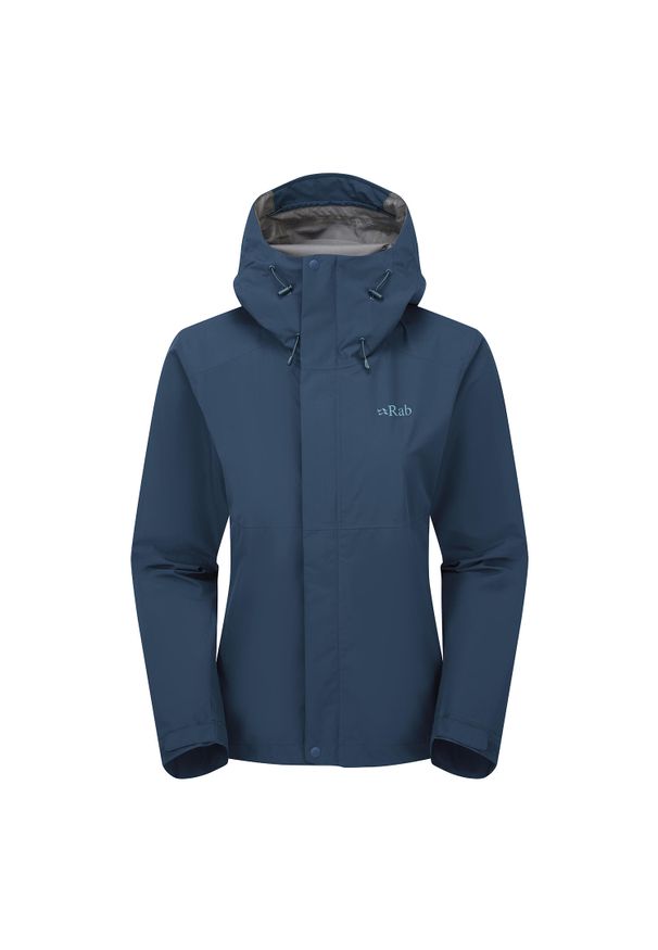 Kurtka przeciwdeszczowa damska Rab Women's Downpour Jacket z kapturem. Typ kołnierza: kaptur. Kolor: niebieski