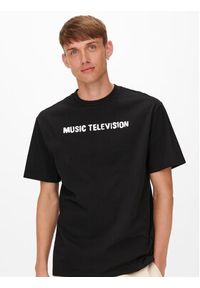 Only & Sons T-Shirt MTV 22022779 Czarny Relaxed Fit. Kolor: czarny. Materiał: bawełna #3