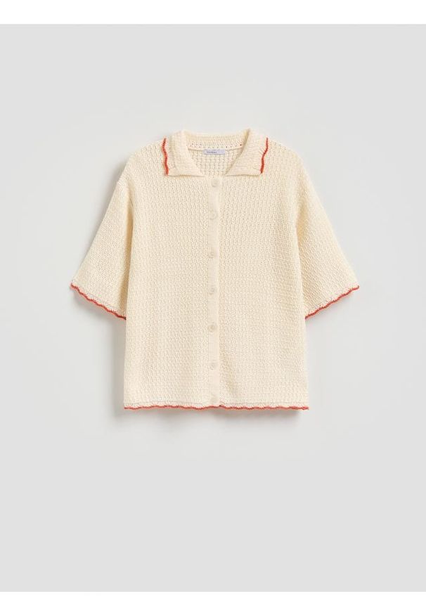 Reserved - Sweter z krótkim rękawem - wielobarwny. Materiał: bawełna, dzianina. Długość rękawa: krótki rękaw. Długość: krótkie