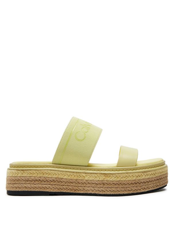 Calvin Klein Klapki Wedge Slide He HW0HW01966 Żółty. Kolor: żółty. Materiał: materiał