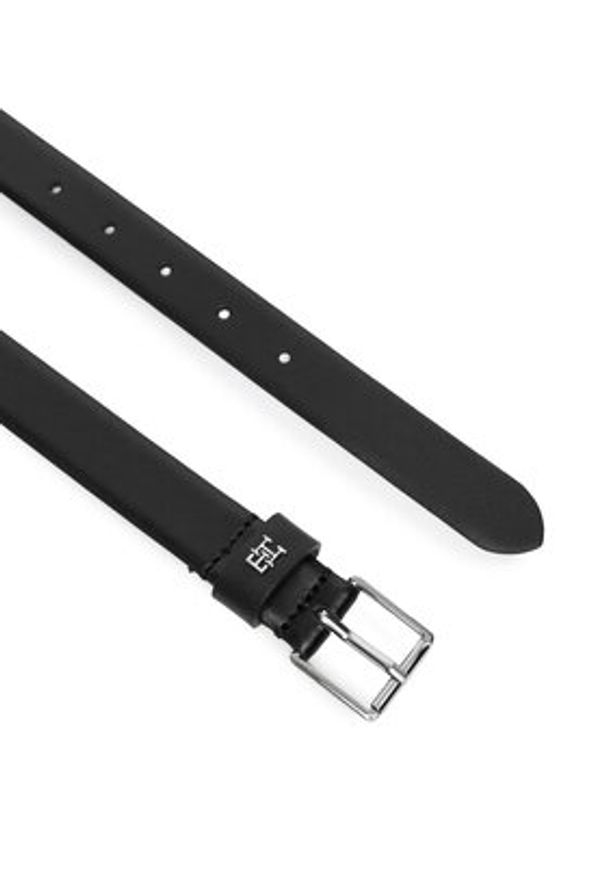 TOMMY HILFIGER - Tommy Hilfiger Pasek Damski Th Square 2.5 Silver AW0AW18651 Czarny. Kolor: czarny. Materiał: skóra