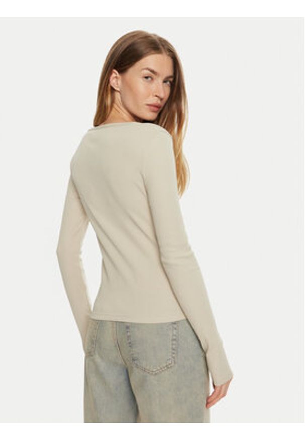 Calvin Klein Jeans Bluzka J20J224197 Beżowy Slim Fit. Kolor: beżowy. Materiał: bawełna
