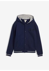 bonprix - Bluza rozpinana college z czystej bawełny organicznej. Typ kołnierza: kaptur. Kolor: niebieski. Materiał: bawełna #1