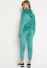 Born2be - Jasnozielony Komplet Dresowy z Bawełną Bluza z Kapturem i Kieszenią Spodnie z Gumką w Talii Quesaria. Kolor: zielony. Materiał: dresówka, bawełna #3