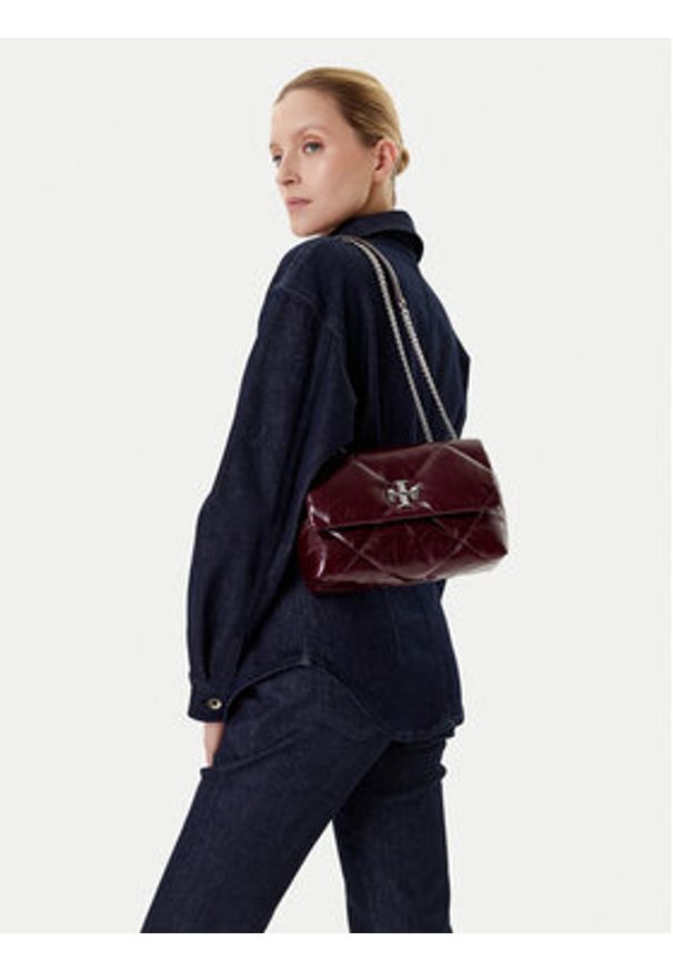 Tory Burch Torebka Kira Diamond 169326 Bordowy. Kolor: czerwony. Materiał: skórzane