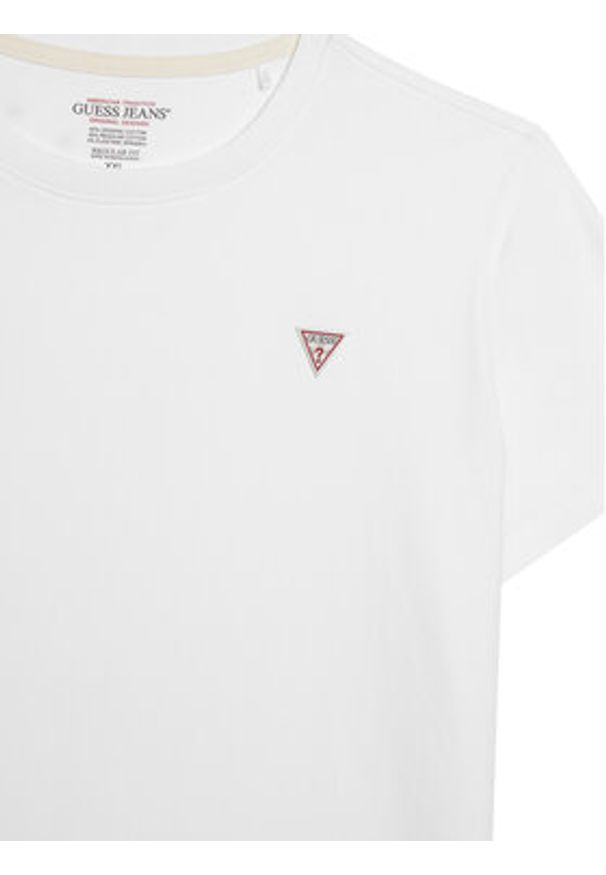 Guess Jeans T-Shirt W4YI10 J1314 Biały Regular Fit. Kolor: biały. Materiał: bawełna