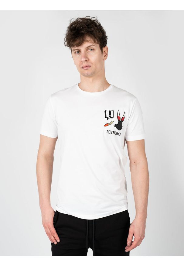 Iceberg T-Shirt | F0106301 | Mężczyzna | Biały. Okazja: na co dzień. Kolor: biały. Materiał: elastan, bawełna. Wzór: nadruk. Styl: elegancki, casual, klasyczny
