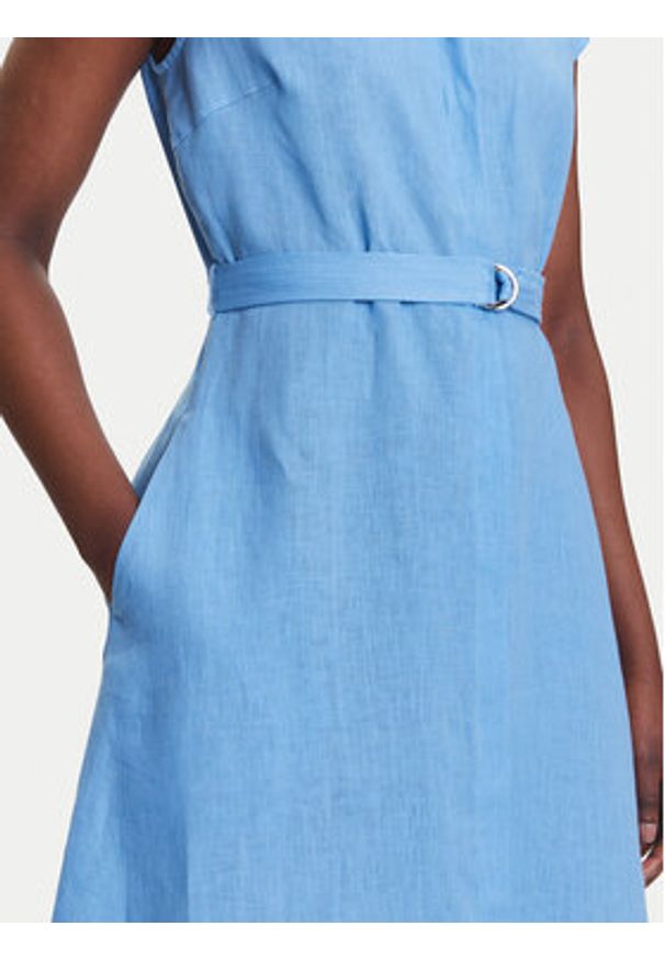 Marella Sukienka koszulowa Rodesia 2515221262 Błękitny Regular Fit. Kolor: niebieski. Materiał: len. Typ sukienki: koszulowe