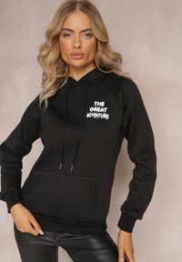 Renee - Czarna Wsuwana Bluza z Kapturem Sivame. Typ kołnierza: kaptur. Kolor: czarny. Materiał: polar. Wzór: nadruk