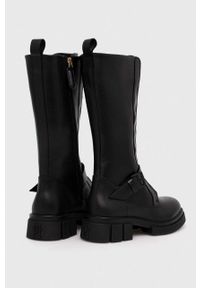 TOMMY HILFIGER - Tommy Hilfiger kozaki skórzane COOL MONOCHROMATIC BIKERBOOT damskie kolor czarny na płaskim obcasie FW0FW07338. Zapięcie: sznurówki. Kolor: czarny. Materiał: skóra. Szerokość cholewki: normalna. Obcas: na obcasie. Wysokość obcasa: niski #2