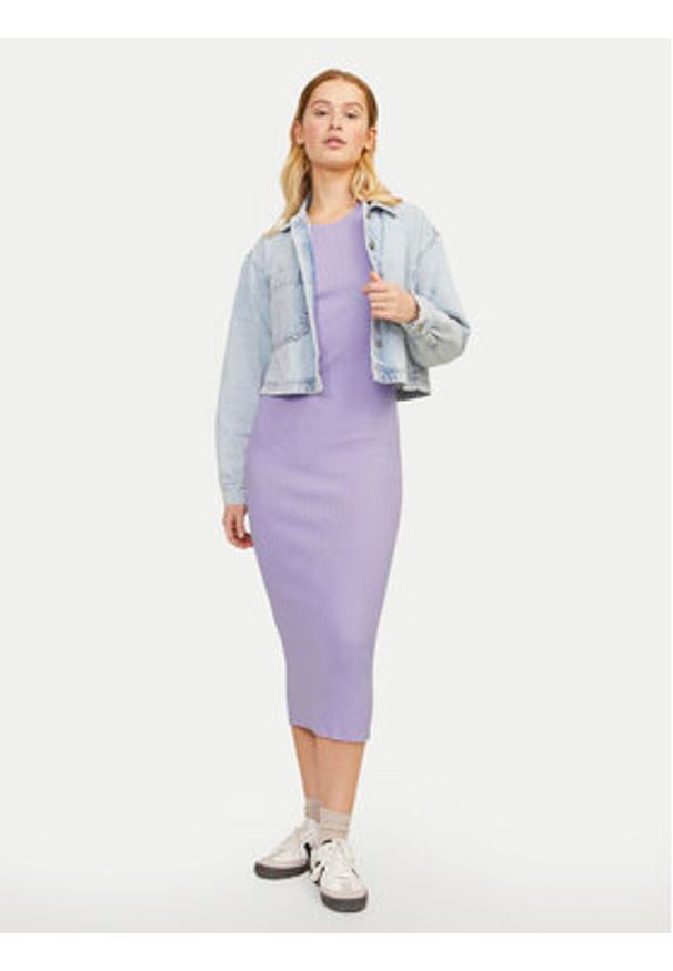 JJXX Sukienka dzianinowa Ellie 12254342 Fioletowy Slim Fit. Kolor: fioletowy. Materiał: wiskoza