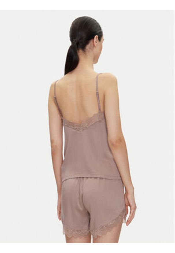 Hugo - HUGO Koszulka piżamowa Red Label Lace_Cami 50531653 Brązowy Regular Fit. Kolor: brązowy. Materiał: wiskoza