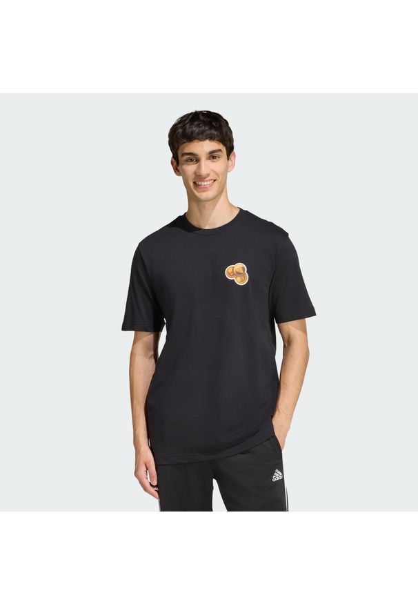 Adidas - Koszulka Z Nadrukiem Snack Bubble Gum. Kolor: czarny. Materiał: guma. Wzór: nadruk. Sport: fitness