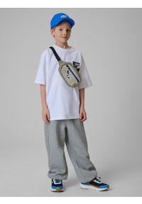 4f - 4F T-shirt loose z nadrukiem chłopięcy - biały 158/164 (12-14 lat). Okazja: na co dzień. Kolor: biały. Materiał: dzianina, bawełna, materiał. Wzór: nadruk. Sezon: lato. Styl: casual, klasyczny #2