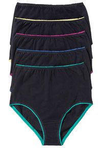 bonprix - Figi z wysoką talią (5 par). Kolor: czarny. Wzór: gładki #1