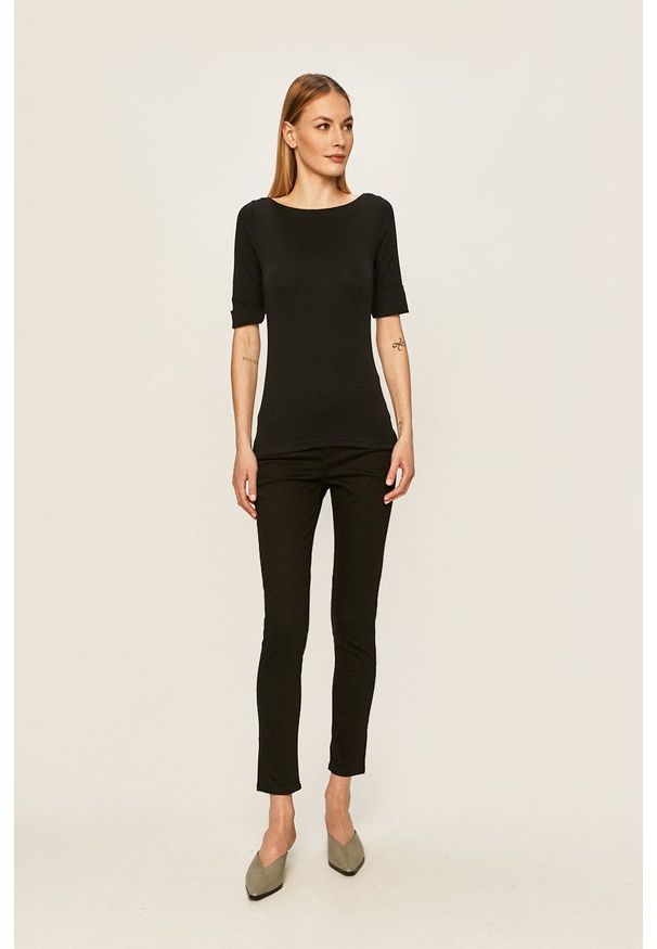 Lauren Ralph Lauren - T-shirt. Okazja: na co dzień. Kolor: czarny. Materiał: dzianina. Styl: casual