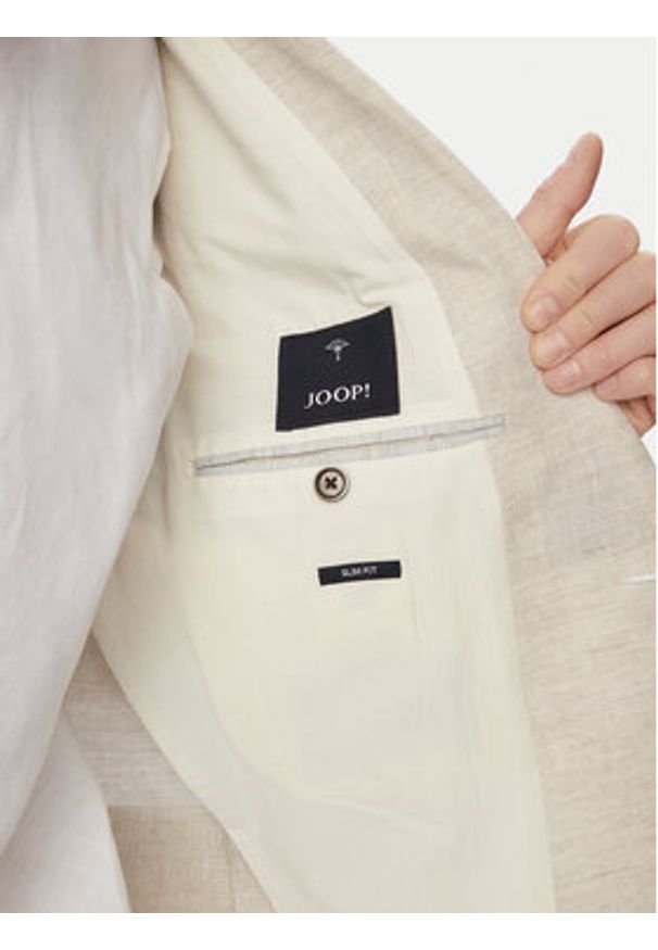 JOOP! Marynarka Hoverest 30102592 Beżowy jasny Slim Fit. Kolor: beżowy. Materiał: len