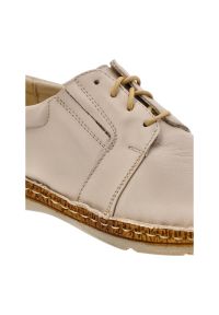 Beżowe Półbuty Wasak Wygodne Skórzane Buty. Okazja: na co dzień. Zapięcie: sznurówki. Kolor: beżowy. Materiał: skóra. Szerokość cholewki: normalna. Styl: casual, klasyczny #2