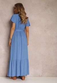 Renee - Niebieska Sukienka Metia. Kolor: niebieski. Materiał: materiał, tkanina. Wzór: geometria, gładki. Długość: maxi #5
